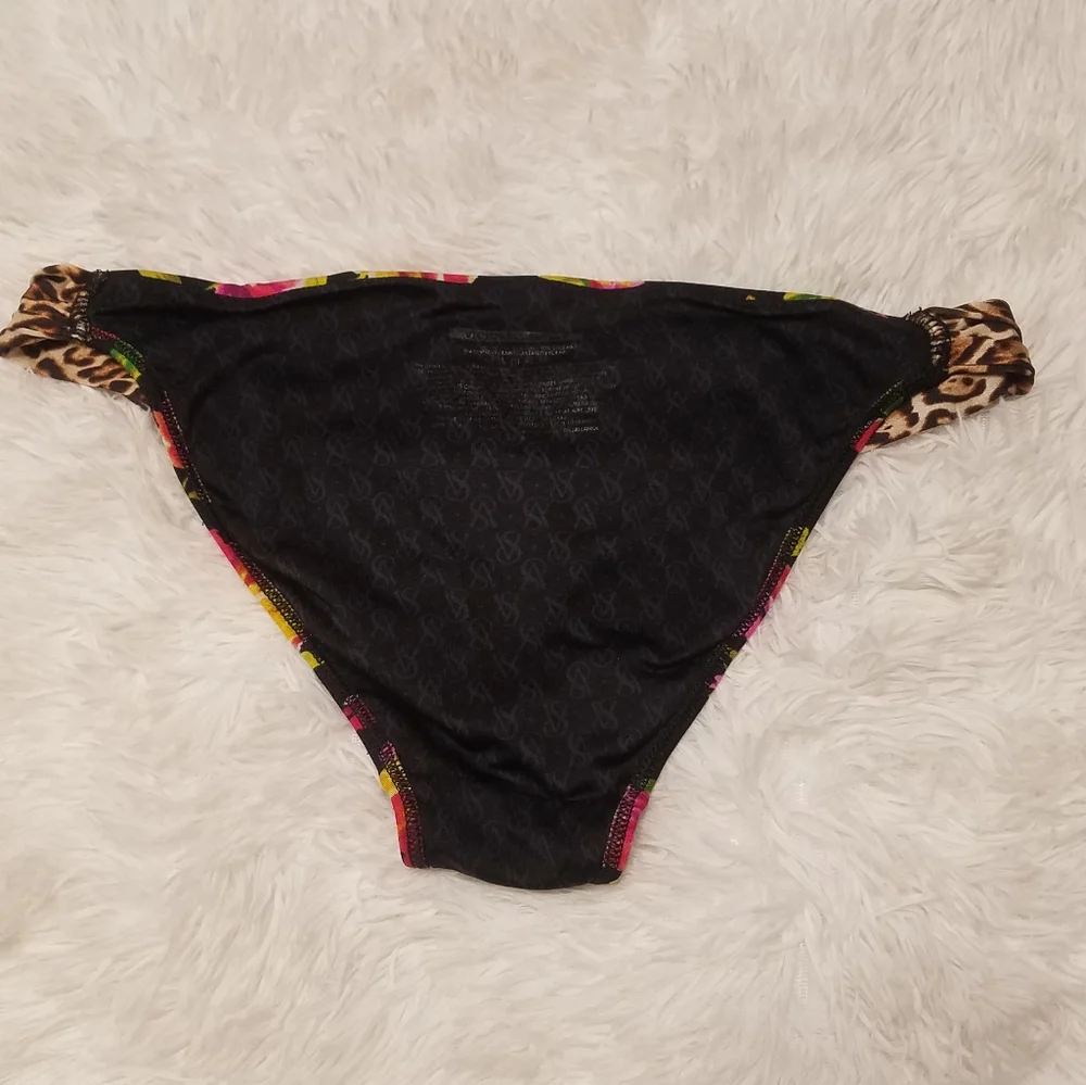 Victoria's Secret Vintage 2013 Floral/Leopard Knot Front Strapless Bikini